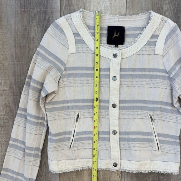 Jack BB Dakota Womens Striped Linen Blazer Jacket Size L Neutral Chic Coastal - Picture 10 of 13